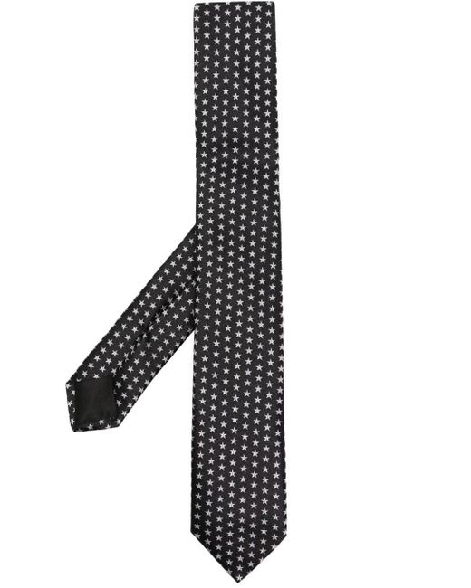 Givenchy Black Star-embroidered Silk Tie for men