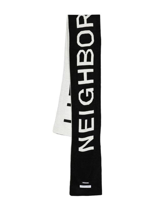 Neighborhood Black Intarsia-knit Logo Scarf for men