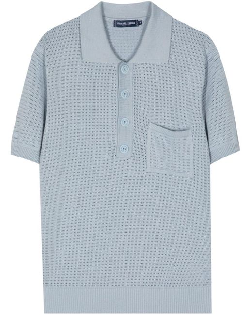 Frescobol Carioca Blue Clemente Crochet-knit Polo Shirt for men
