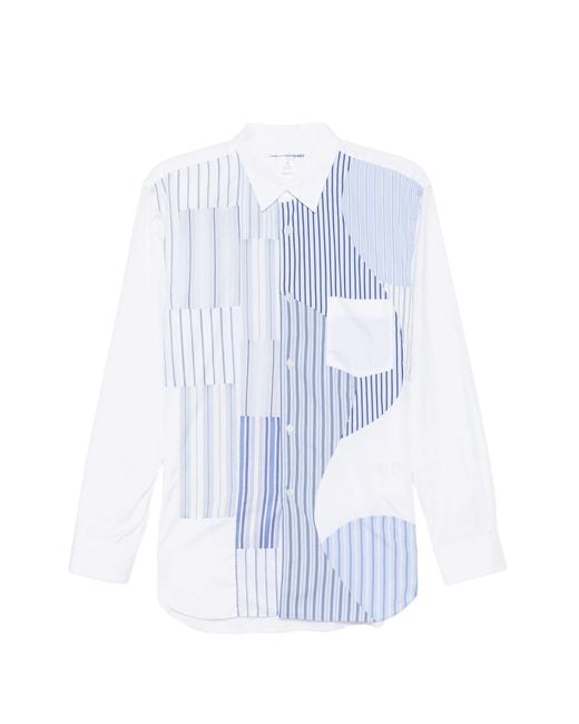 Comme des Garçons White Patchwork Striped Shirt for men