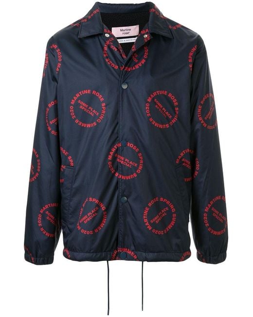 Martine Rose Blue Logo Print Bomber Jacket for men