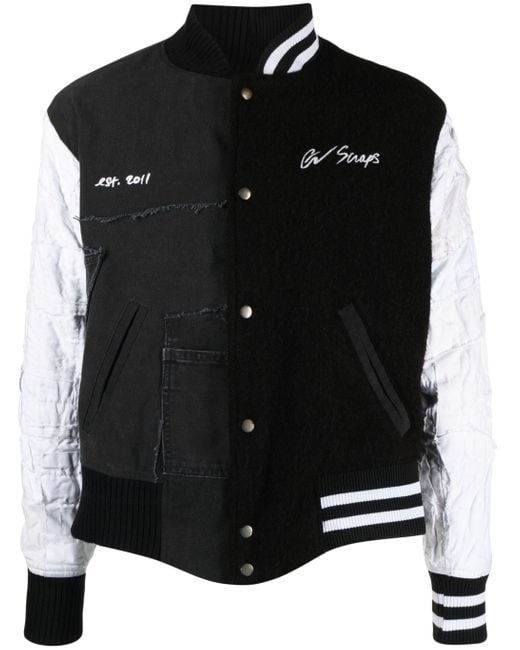 Greg Lauren Black Panelled Wool-Cotton Bomber Jacket for men