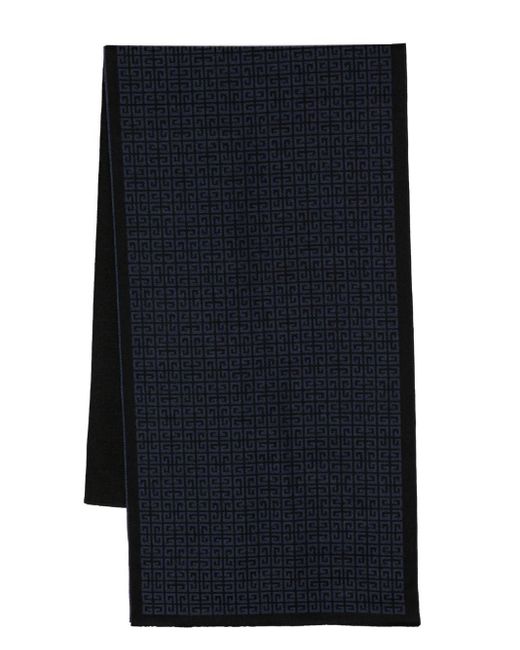 Givenchy Blue 4g Monogram-jacquard Wool Scarf for men