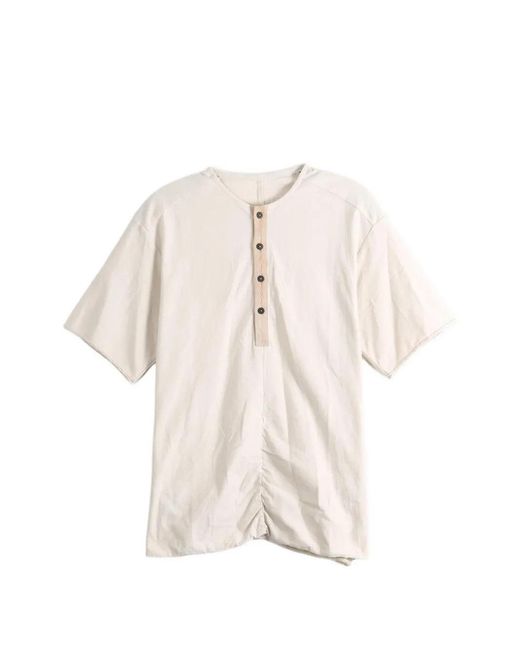 Ziggy Chen White Henly-Neck T-Shirt for men