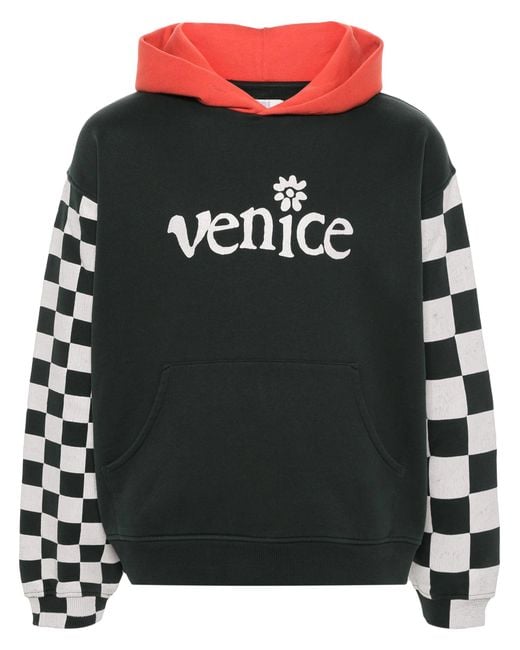 ERL Black Venice-Print Colour-Block Hoodie
