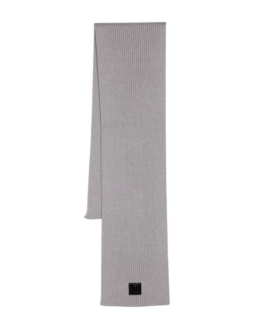 Givenchy Gray Ribbed Logo-patch Scarf for men