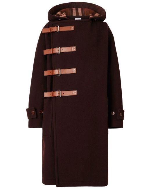 Burberry Red Hooded Wool Duffle Coat for men