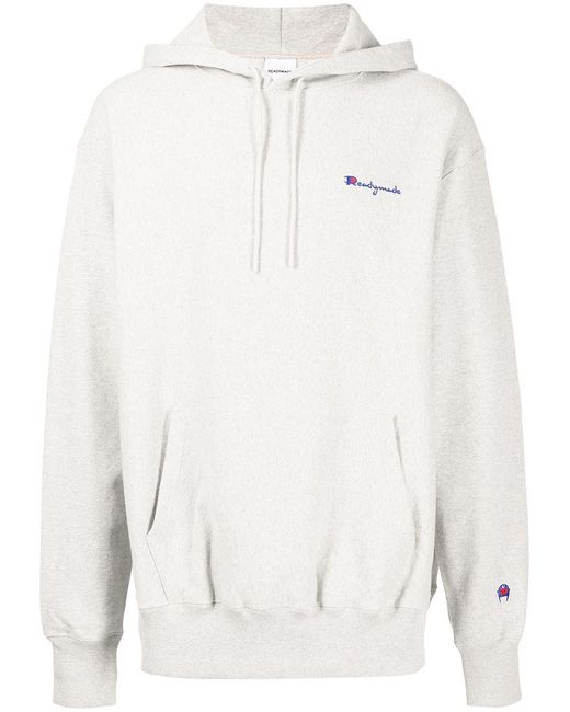 READYMADE White Embroidered Logo Long-sleeve Hoodie for men