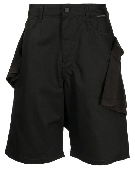 44 Label Group Black Five-pocket Cotton Bermuda Shorts for men