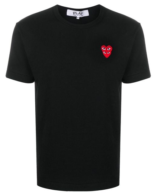 COMME DES GARÇONS PLAY Black Embroidered-logo Cotton T-shirt for men