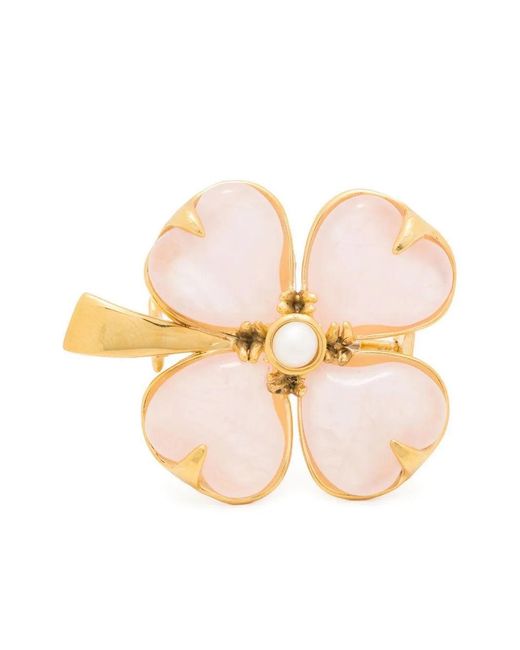 Goossens White Four-Leaf Clover Gemstone Brooch for men