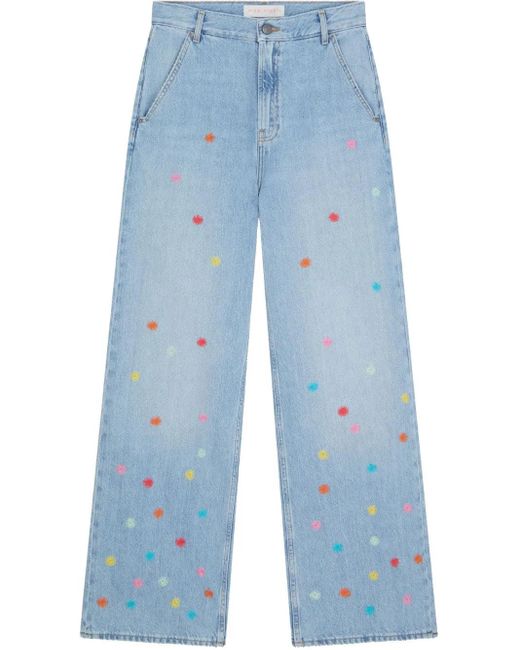 MIRA MIKATI Blue Floral-Embroidered Jeans for men