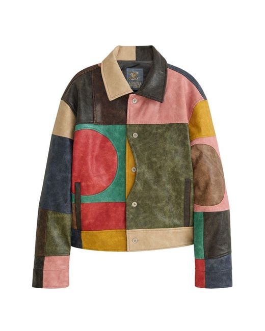 Kidsuper Green Patchwork Leather Jacket for men