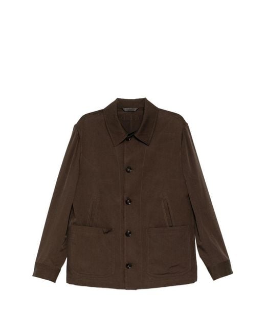 Brioni Brown Silk Buttoned-Cuff Jacket for men