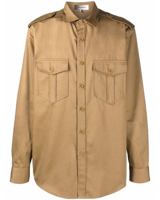 Isabel Marant Natural Logo-Print Cotton Shirt for men