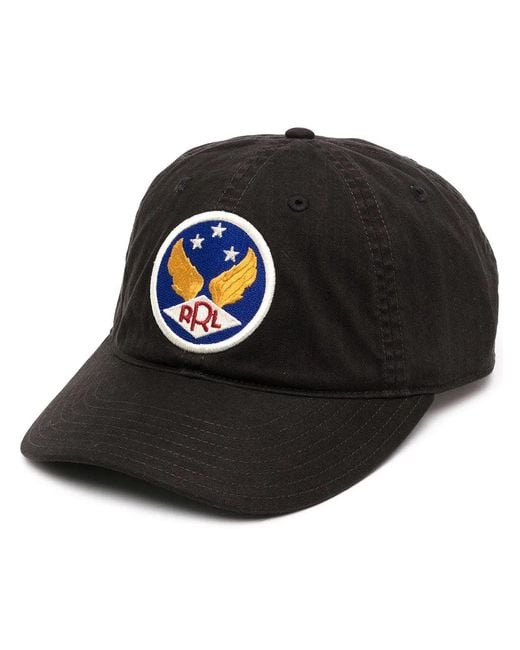 RRL Black Logo Patch Cap for men