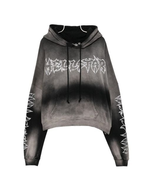 HELLSTAR Gray Graphic Hooded Sweatshirt for men