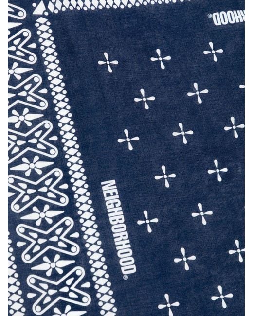Neighborhood Blue Cross-Patterned Scarf for men
