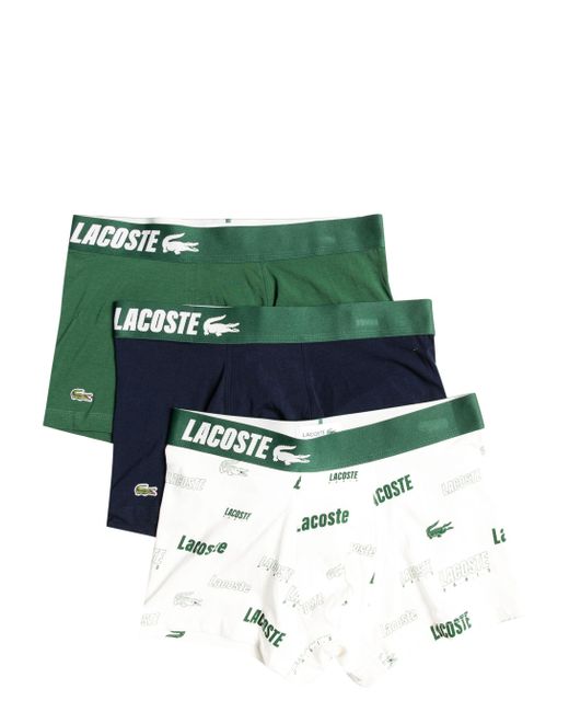 Lacoste Green Logo-print Cotton Boxers (set Of Three) for men