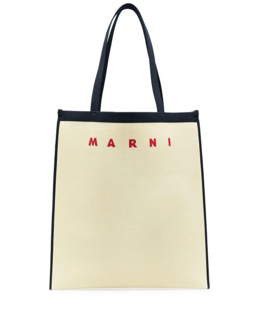 Marni Natural Logo Embroidery Tote Bag for men