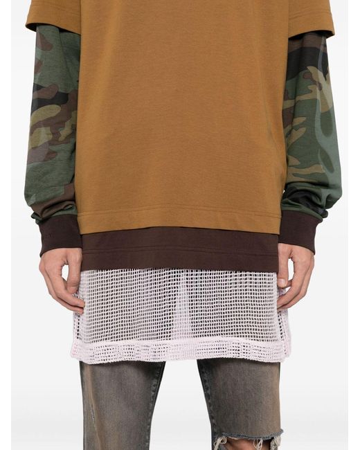 Givenchy Brown Embroidered-Logo Layered T-Shirt for men