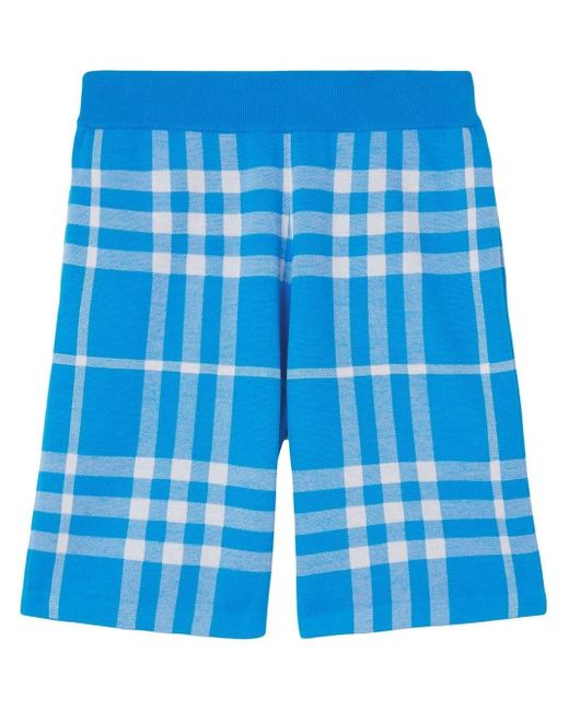 Burberry Blue Check-print Bermuda Shorts for men