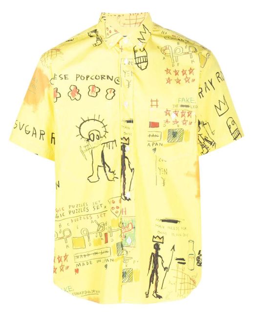 Junya Watanabe Yellow Illustration-print Cotton Shirt for men