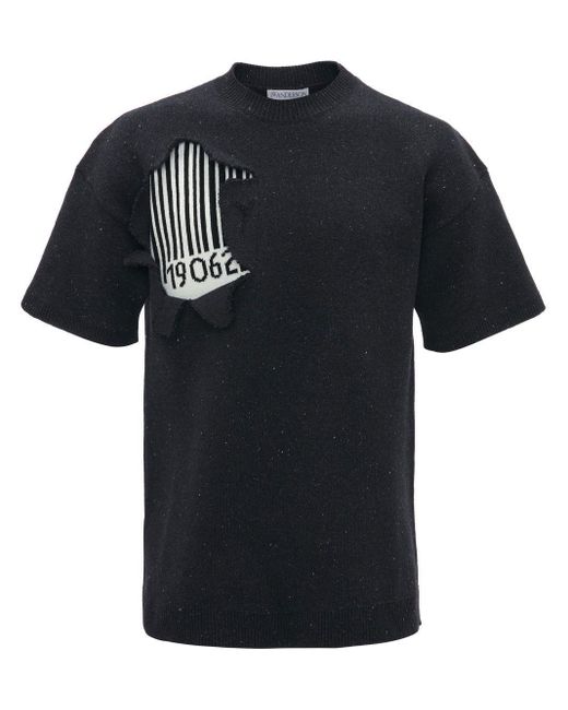 J.W. Anderson Black Barcode-print Short-sleeved Sweatshirt for men