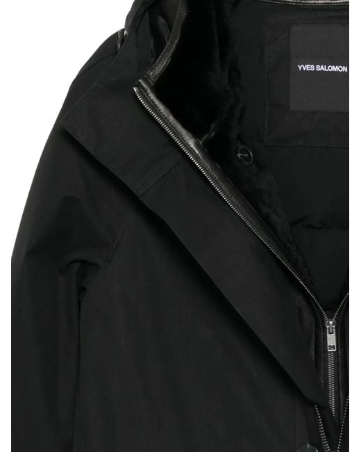 Yves Salomon Black Melange Parka for men