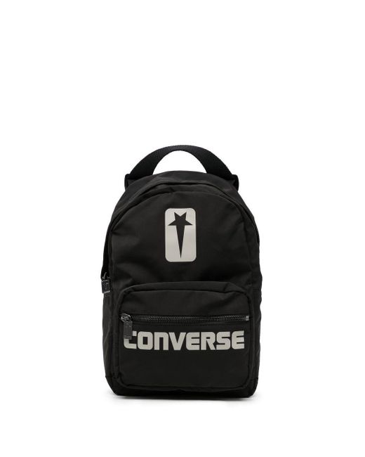 Rick Owens Black Logo-Patch Backpack for men