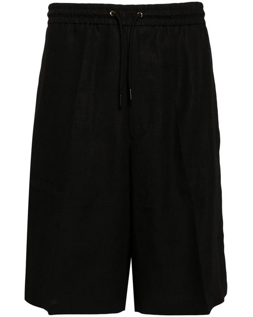 Paul Smith Black Drawstring-Waist Linen Shorts for men