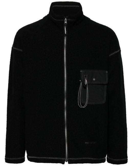 And Wander Black Logo-embroidered Fleece Jacket for men