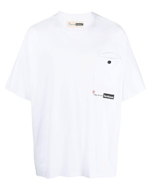 Incotex White Logo-print Cotton T-shirt for men