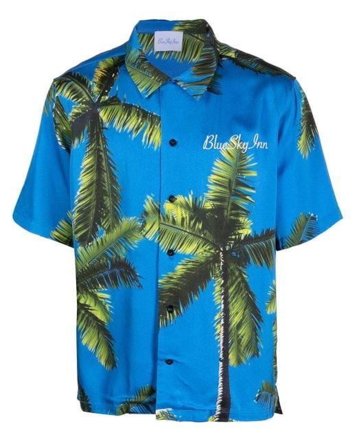 BLUE SKY INN Blue Palm Tree-print Shirt for men