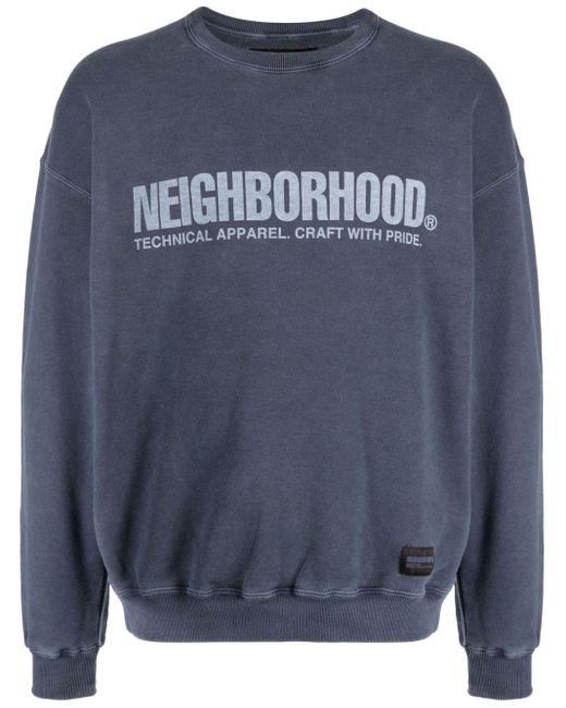 Neighborhood Blue Logo-print Cotton Sweatshirt for men