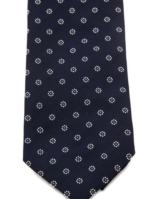 Zegna Blue Floral-Pattern Tie for men