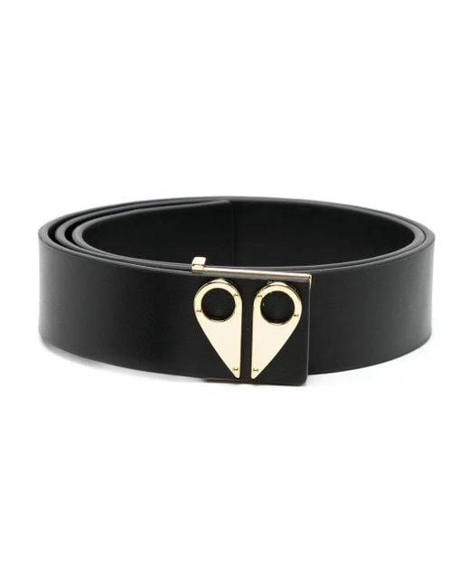Moose Knuckles Black Logo Icon Leather Belt for men