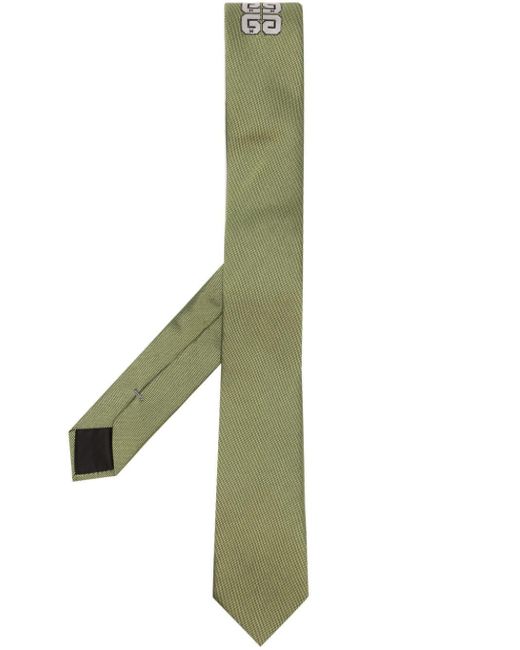 Givenchy Green Embroidered-logo Silk Tie for men