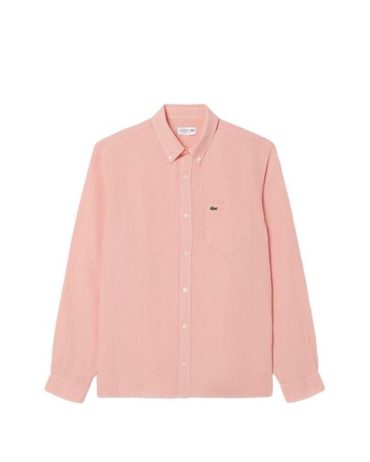 Lacoste Pink Buttoned Pocket Shirt for men