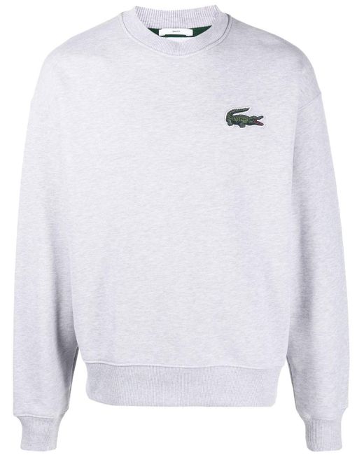 Lacoste White Logo-Patch Long-Sleeve Sweatshirt for men