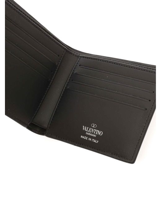 Valentino Garavani Leather Vltn Print Wallet in Black for Men - Lyst