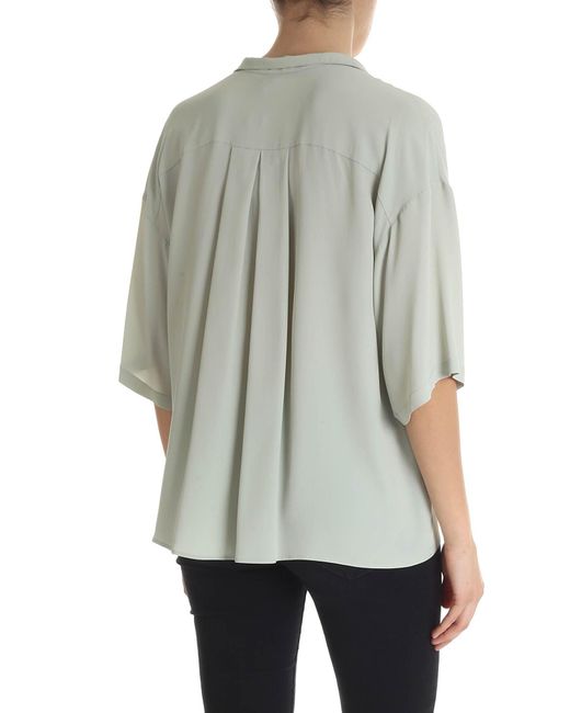 Fay Silk Sage Green Color Blouse - Lyst