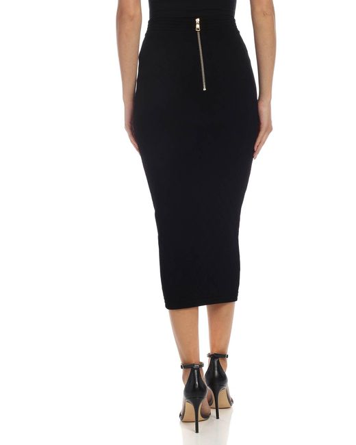 Balmain Synthetic Black Pencil Skirt With Buttons - Save 1% - Lyst