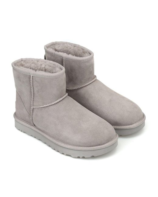 UGG Fur Classic Mini Ii Seal Ankle Boots in Grey (Gray) - Lyst