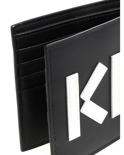 KENZO Logo Leather Wallet in Black for 