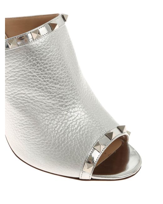 silver mule sandals