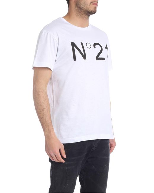 N°21 White Crew Neck T-shirt With N21 Print for Men - Save 7% - Lyst