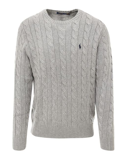 Polo Ralph Lauren Cotton Cable Knit Sweater in Grey (Gray) for Men - Lyst