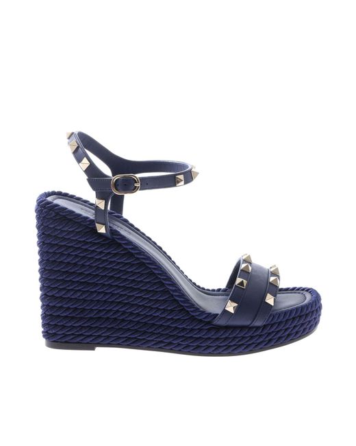valentino torchon rockstud leather wedge sandals
