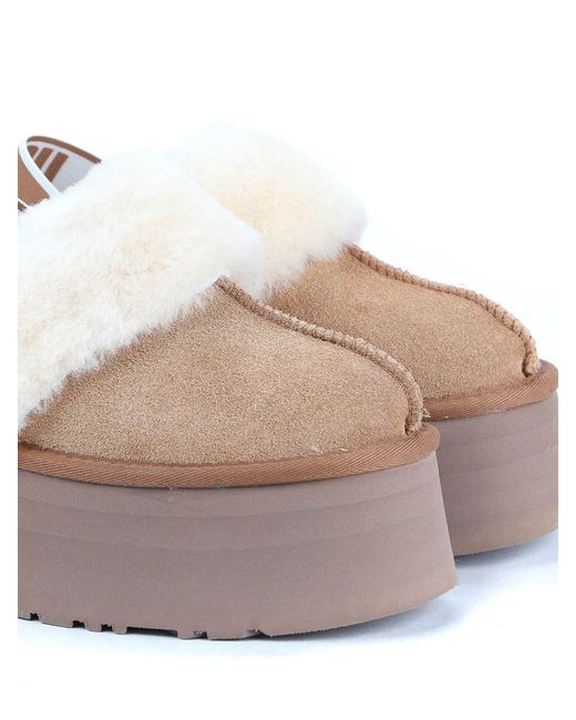 UGG Fur Funkette Slide Sandals in Brown - Lyst